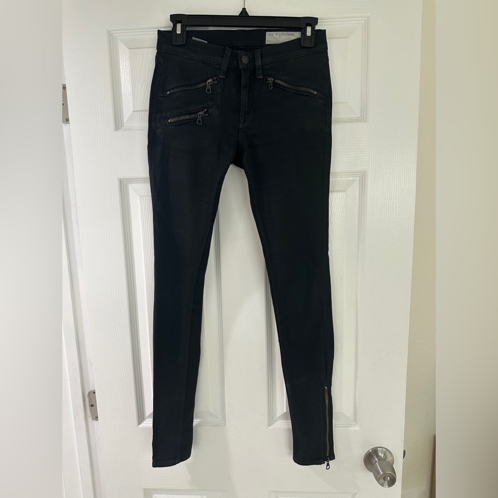 rag & bone Black Skinny Jeans with Zipper Details